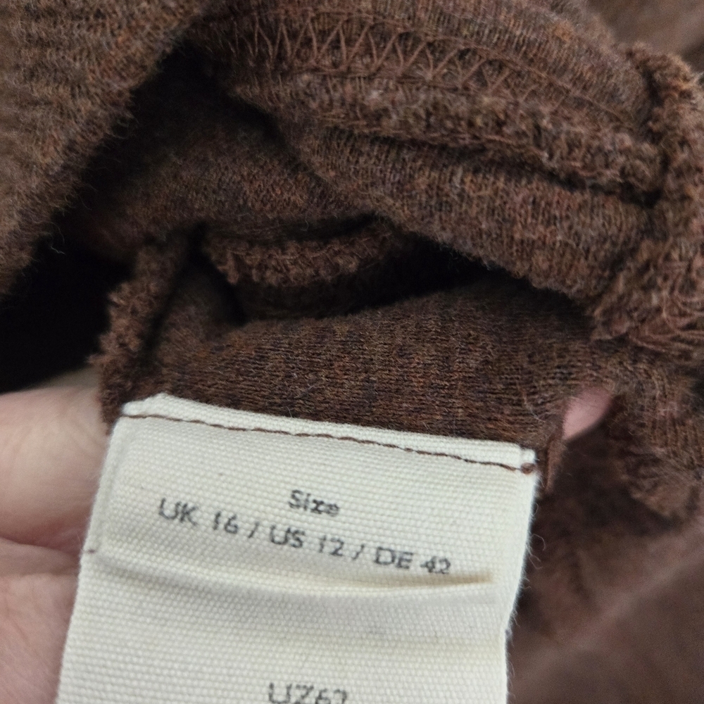 Poetry Brown Cotton Mock Neck Knit Tunic Minimalist Normcore | size 12 - Picture 4 of 6